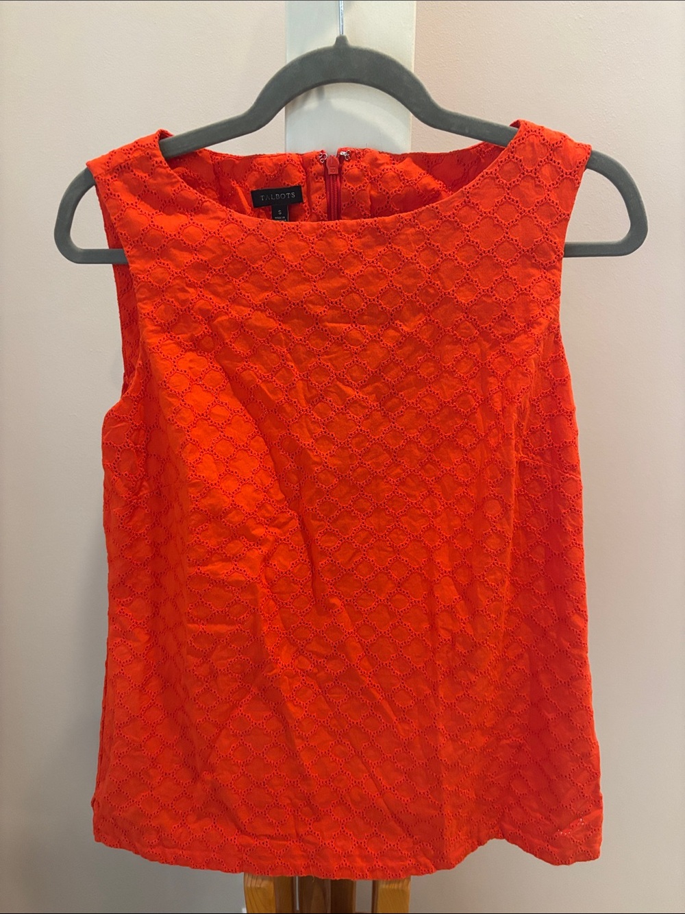 Talbots Bright Orange Eyelet Sleeveless Shell